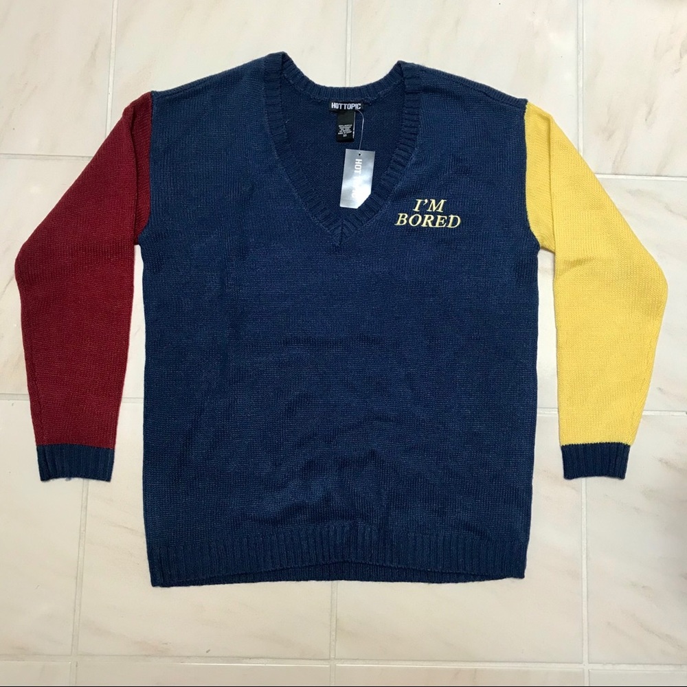 “I’m Bored” Colorblock Sweater - Picture 2 of 4